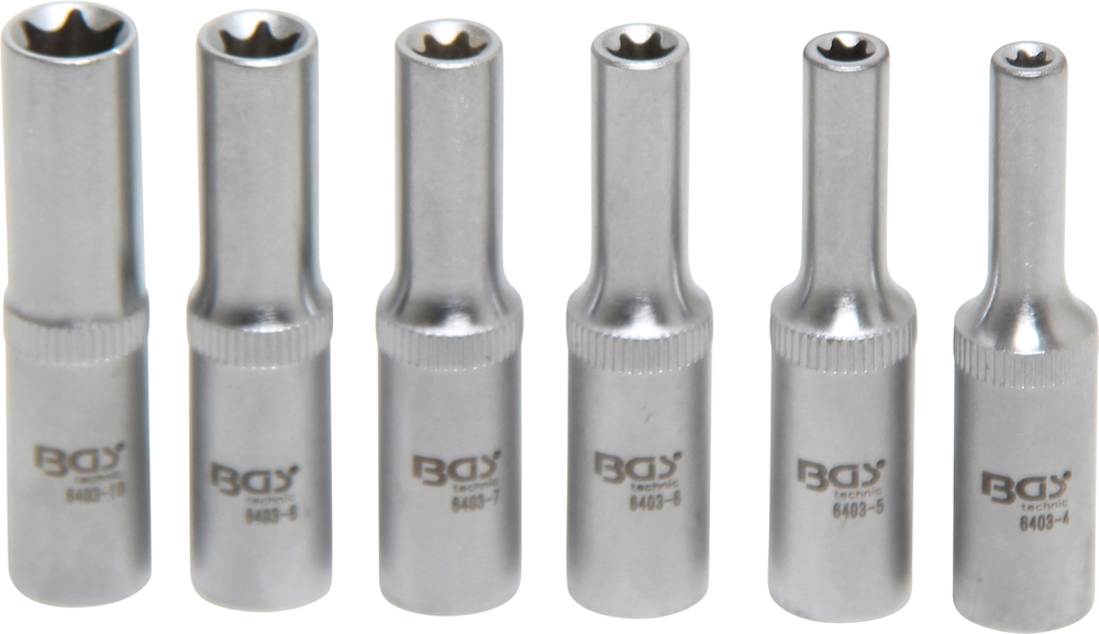 BGS - E-Type Screws E4 - E10 - 6 Pc Deep Socket Set - 1/4" Drive - 6403