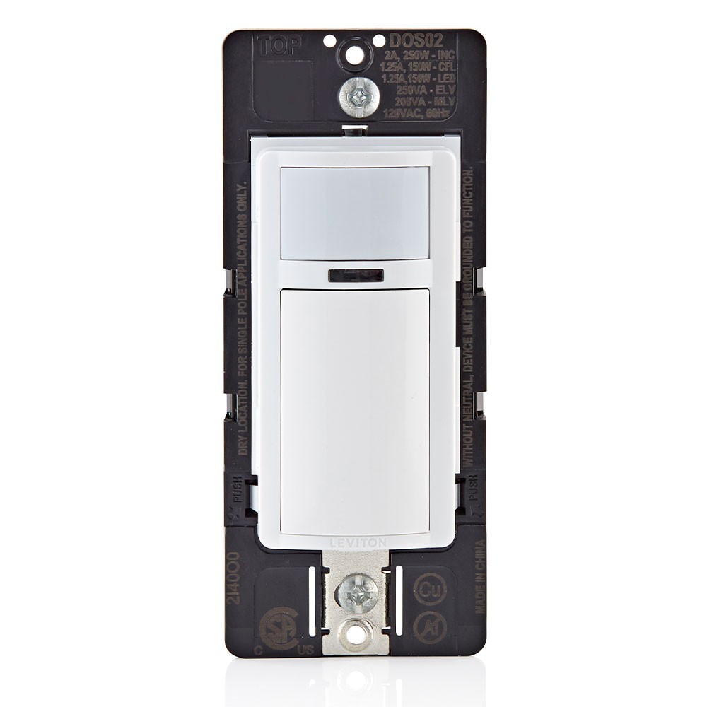 DOS02-LW Motion Sensor Light Switch, Motion Activated, Auto-On/Auto-Off, 2A, No