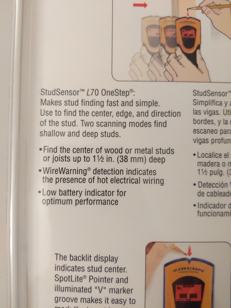 Zircon Center Finding Stud Sensor L70