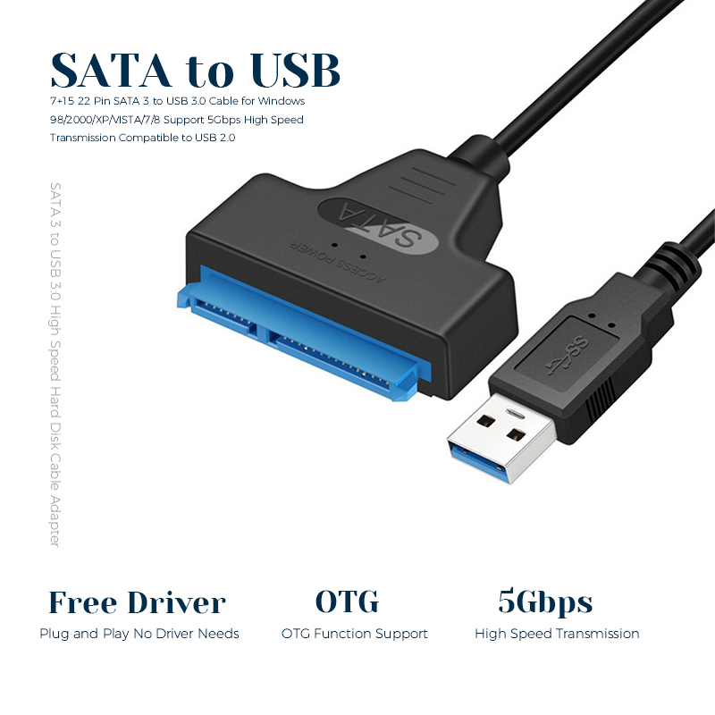 USB to SATA Adapter Cable Data Converter 3.0 to 2.5" For Hard Drive SSD to USB