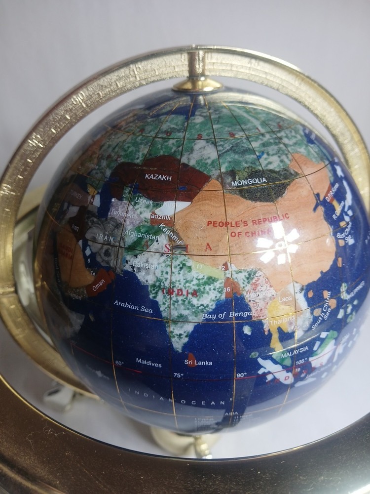 Gemstone globe Double Axis 9 Inch Tall Read Description