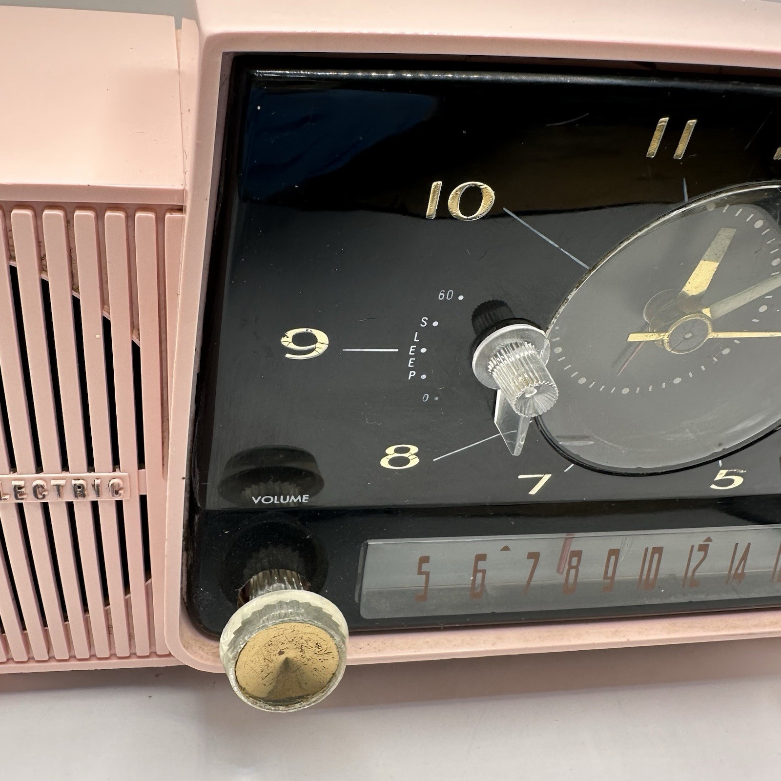 Vintage 1950s GE Pastel Pink Clock Radio Tube Alarm Clock Works MCM Mid-century