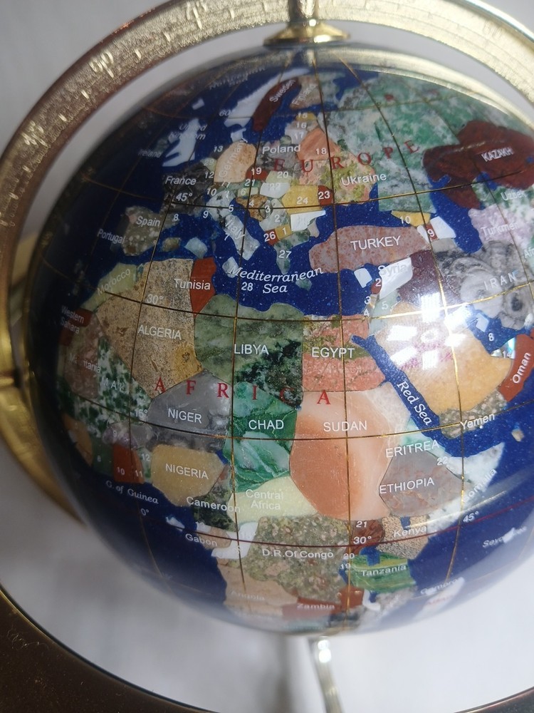 Gemstone globe Double Axis 9 Inch Tall Read Description