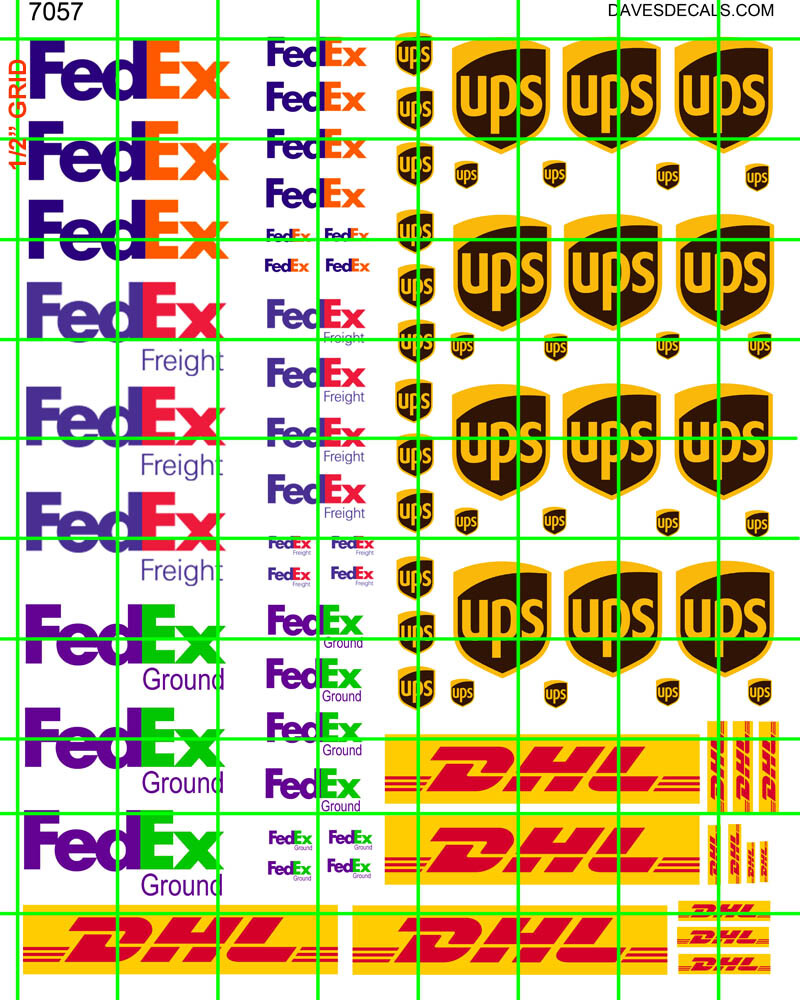 7057 DAVE'S DECALS COMMERCAIL SHIPPING DHLFEDUPS ASSORTED STYLES
