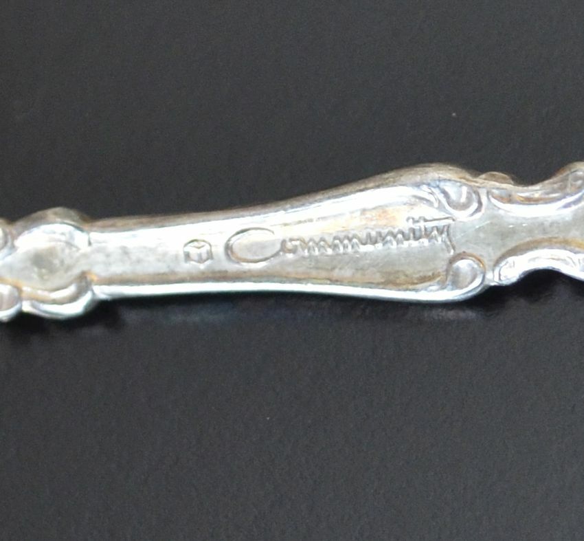 Oneida Baroque Silverplate Baby Fork with damaged Spoon