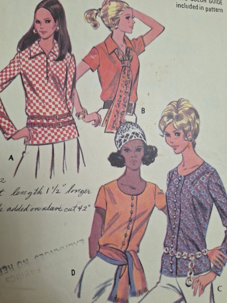 Blouse Top 14 McCalls 2192 Sewing Pattern VTG Cut Scoop Collared Button Easy