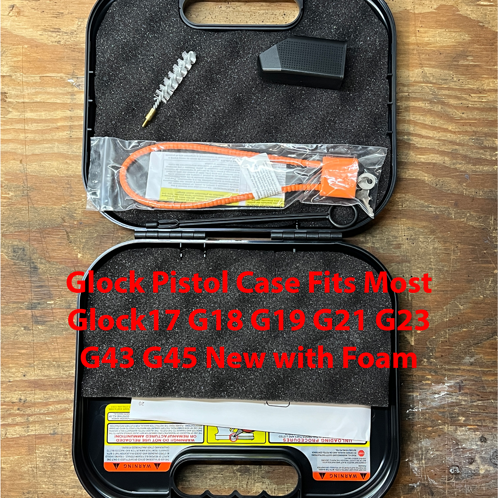 ** Glock Pistol Case Fits Most Glock17 G18 G19 G21 G23 G43 G45 New with Foam **