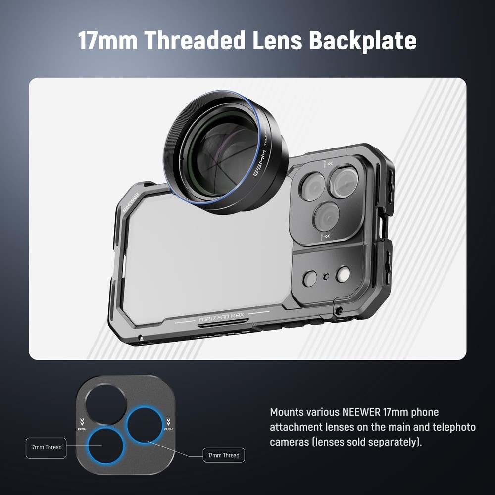 NEEWER Phone Cage Compatible with iPhone 17 Pro Max, Quick Release Video Rig ...