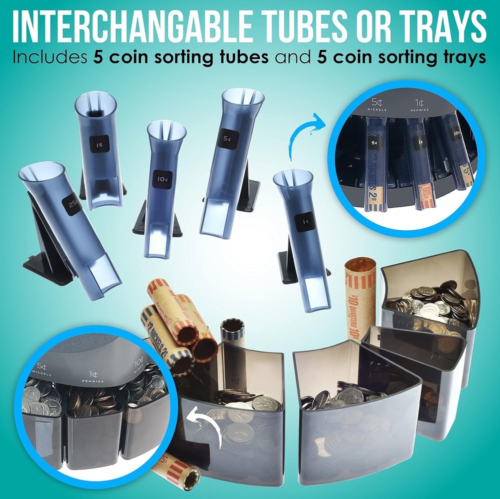 S540 Pro Coin Sorting Machine - Coin Counter & Automatic Wrapper with 48 Tubes