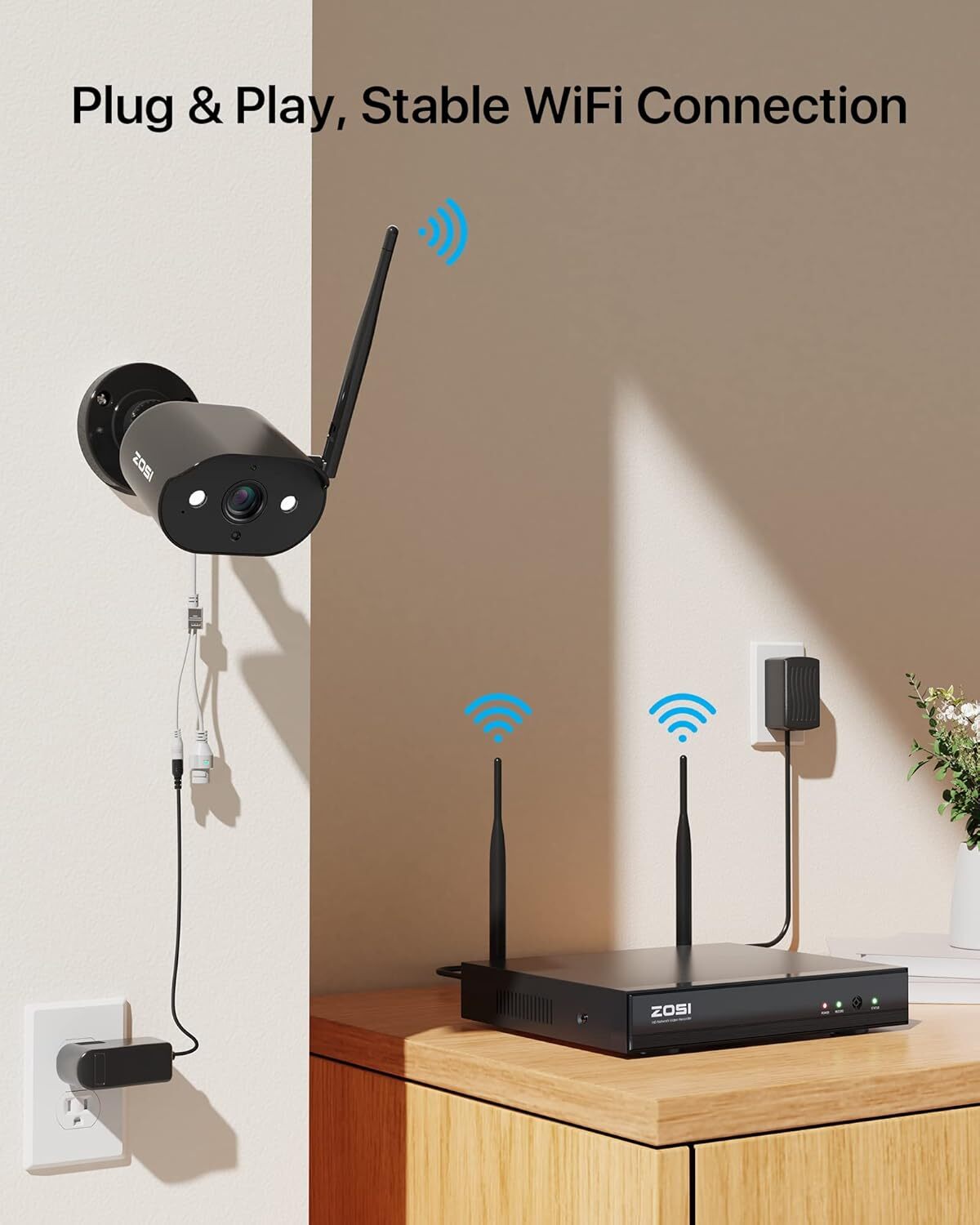 ZOSI H.265+ 8CH 3MP wireless security WiFi Outdoor camera system 1TB HDD Audio