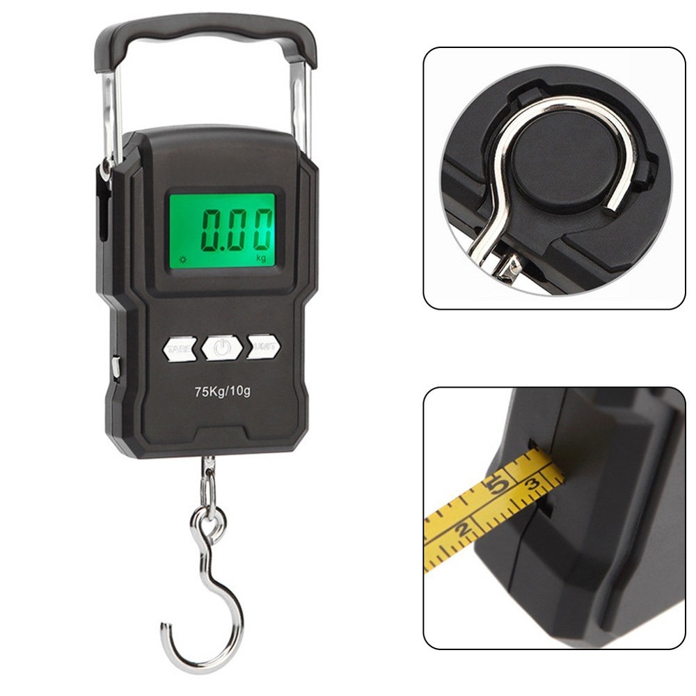Fishing Electronic Digital Scale with Retractable Handle 10g 75kg Range