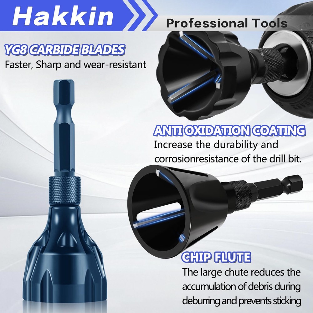 4Pcs Deburring External Chamfer Tool with Tungsten Carbide Blade, Bolt Deburr...