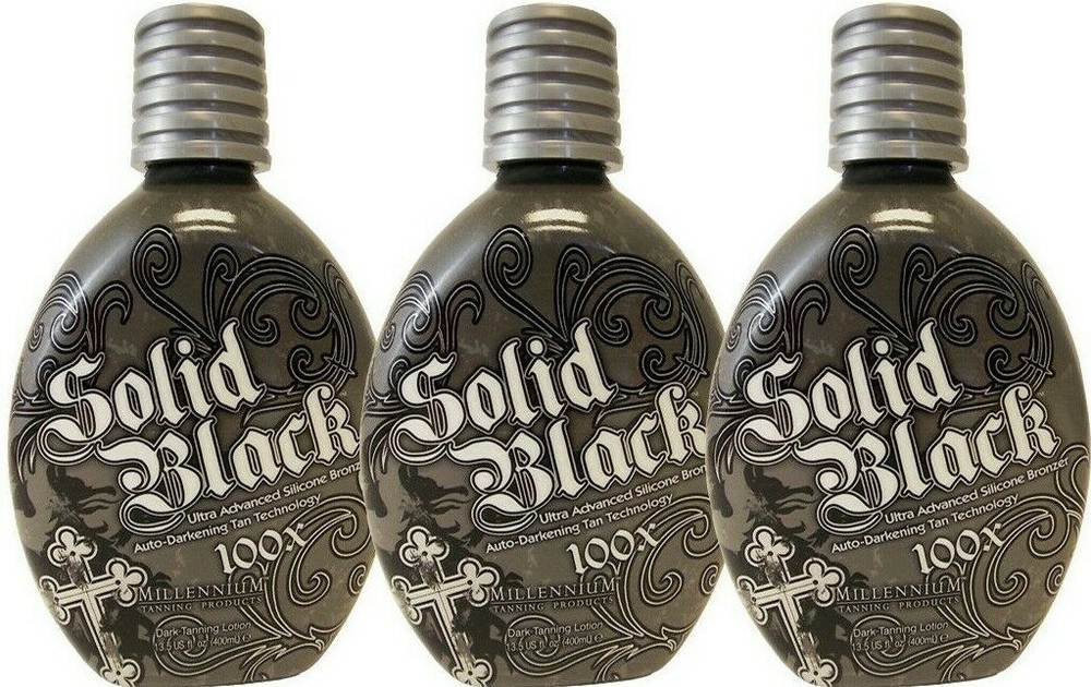 Millennium SOLID BLACK 100X Bronzer Dark Tanning Bed Lotion - 3-PACK