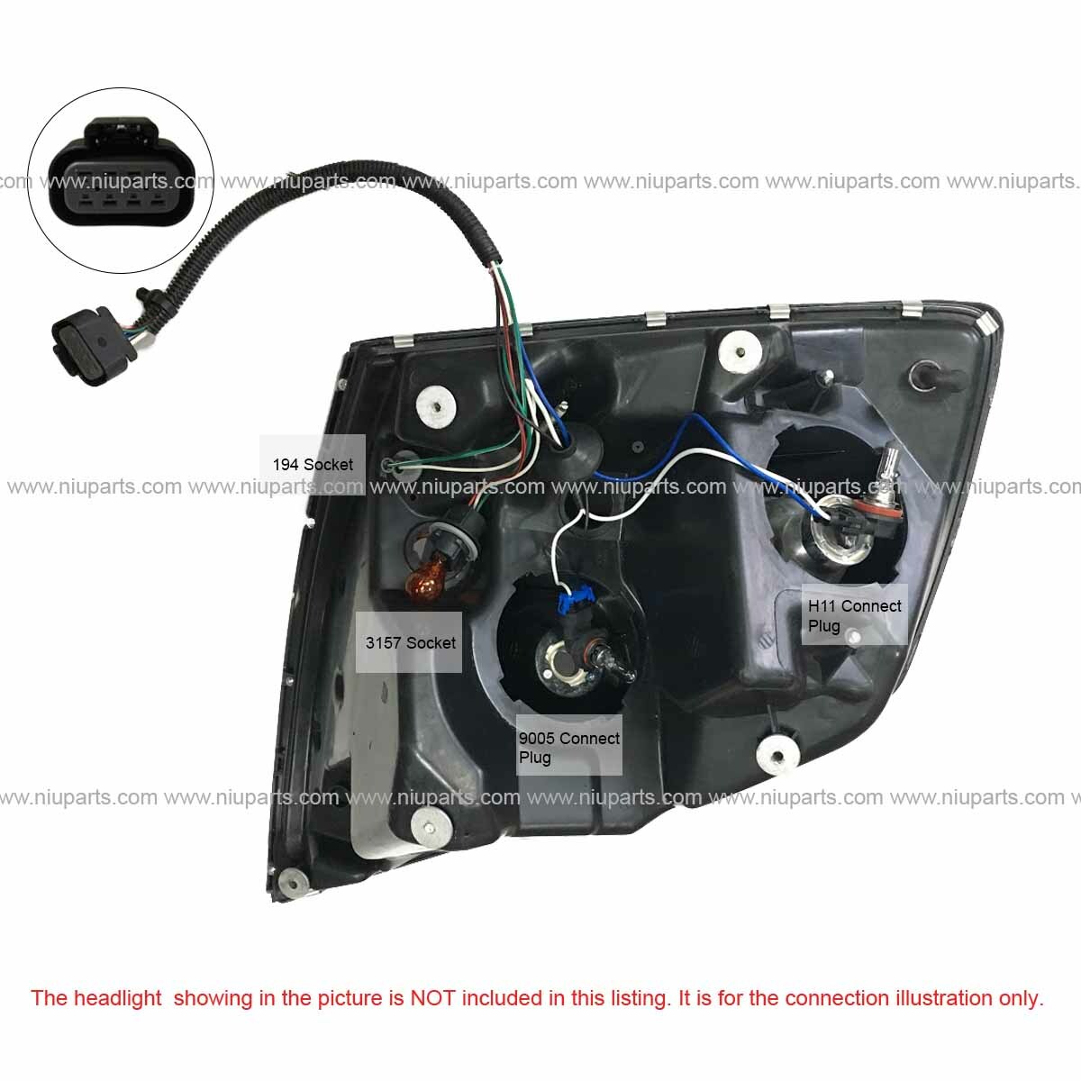 Wire Harness for High & Low Beam & Corner & Marker Light FIt Volvo VNL Headlight