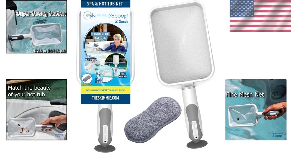 Compact Fine Mesh Pool Skimmer - Efficient Spa Cleaning Tool with Suction Cup