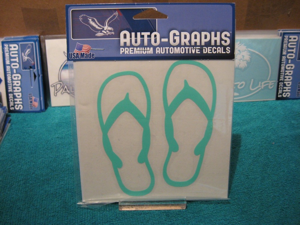 Auto Graphs Flip Flops 5" Window Decals Mint Green Surface Mount Sticker