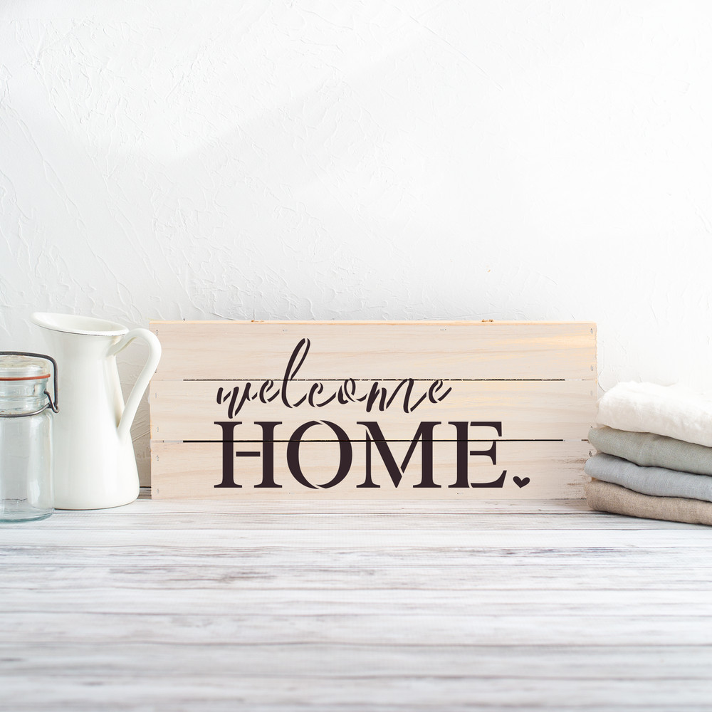 Welcome Home Stencil - Durable & Reusable Mylar Stencils