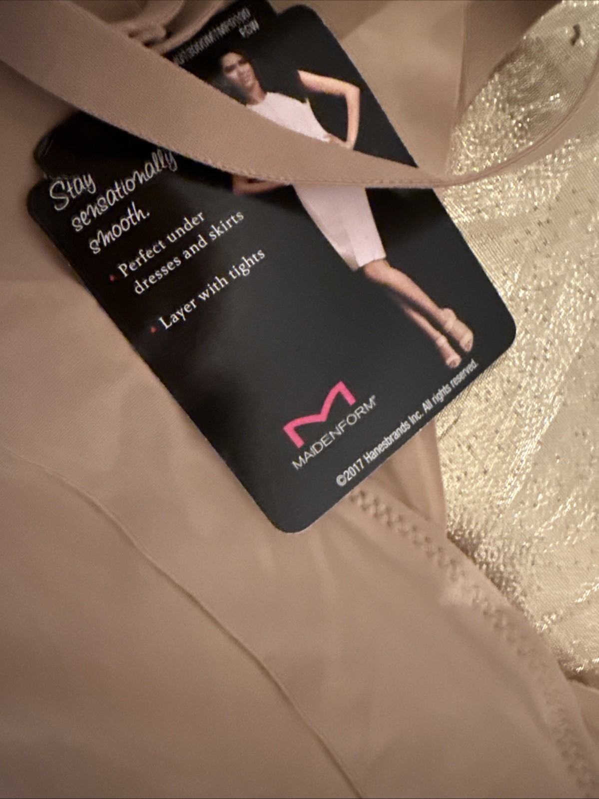 NWT Madenform Wear Your Own Bra Slip Built in Panty Firm Control Beige Size M