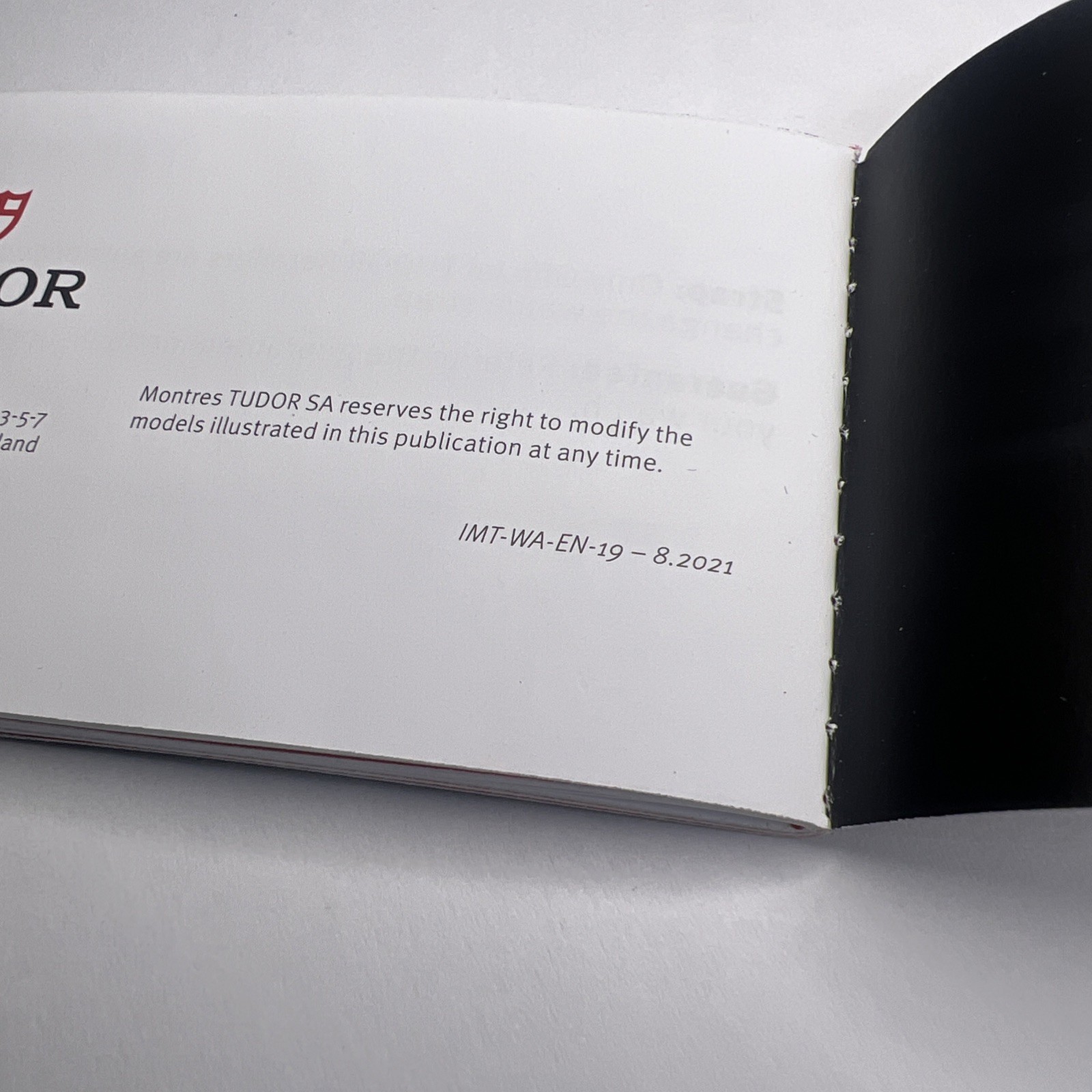Tudor Watch User Manual Instruction Booklet ENGLISH 2021 IMT-WA-EN-19