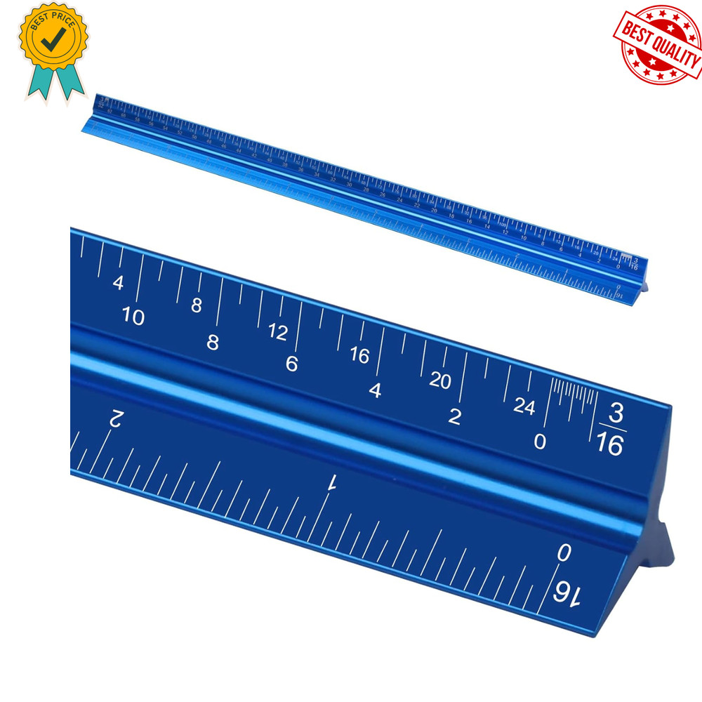 12" Architectural Scale Ruler, Aluminum Scale, Triangular Ruler, Scale Ruler for