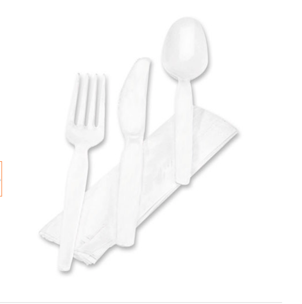 Dixie CM26NC7 Wrapped Tableware Fork/Knife/Spoon/Napkin White 250 Pack