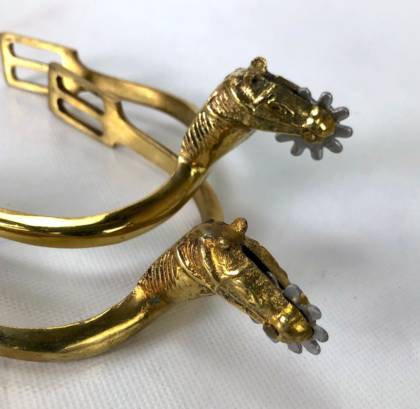 Cavalry Spurs for Boots - Brass Horse Head