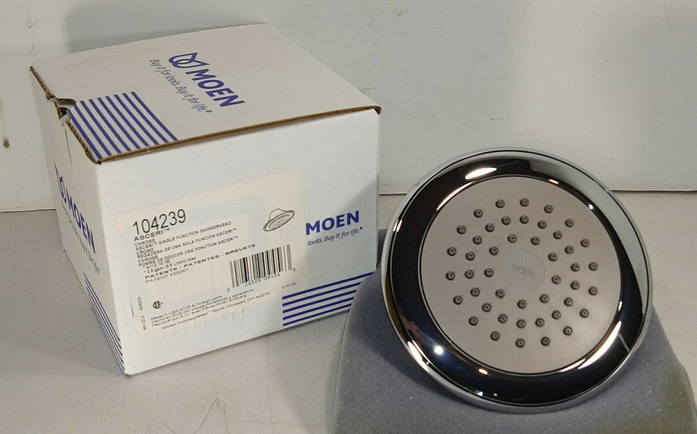 1 NEW MOEN 104239 ASCERI SINGLE FUNCTION CHROME SHOWERHEAD NIB ***MAKE OFFER***