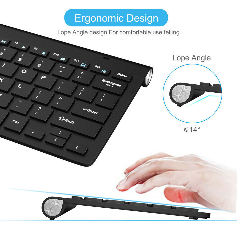2.4Ghz Slim Mini Wireless Keyboard and Mouse Combo Set For PC Laptop Computer