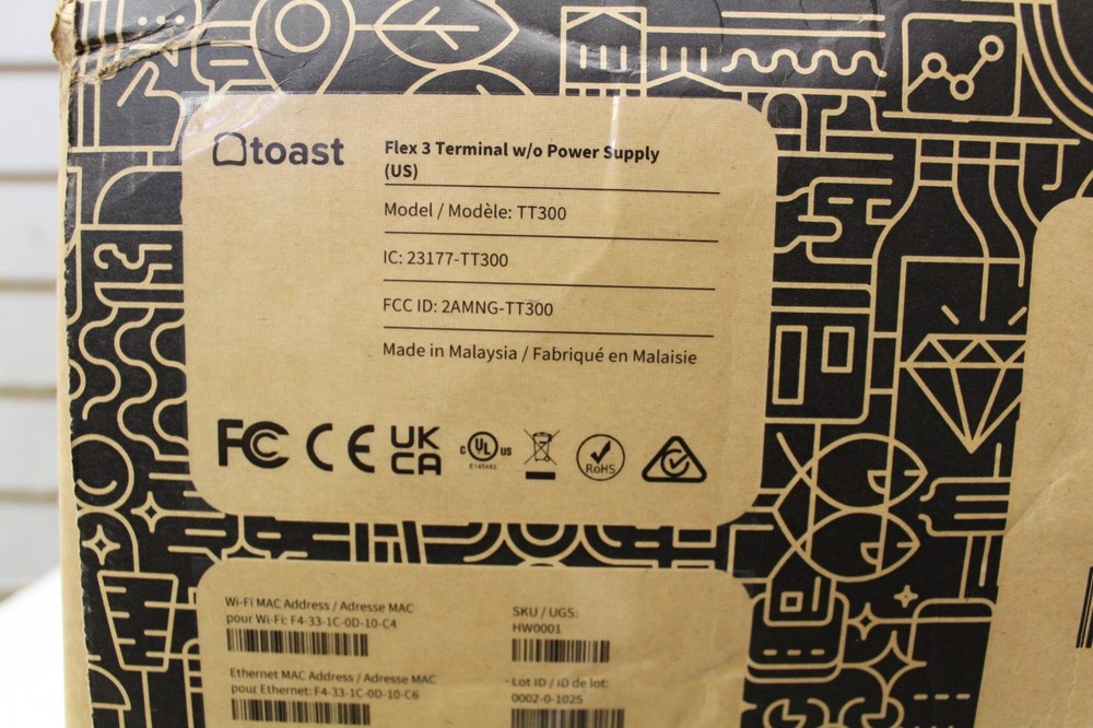 Toast Flex 3 POS Terminal Data Processing System TT300