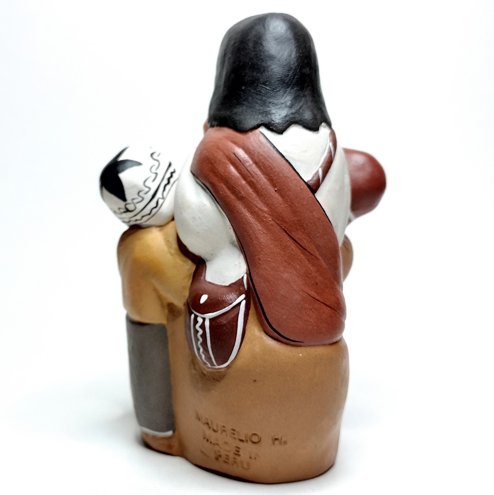 Vtg Peruvian Terracotta Storyteller Jesus w/Children 4" Clay Figurine Maurelio H