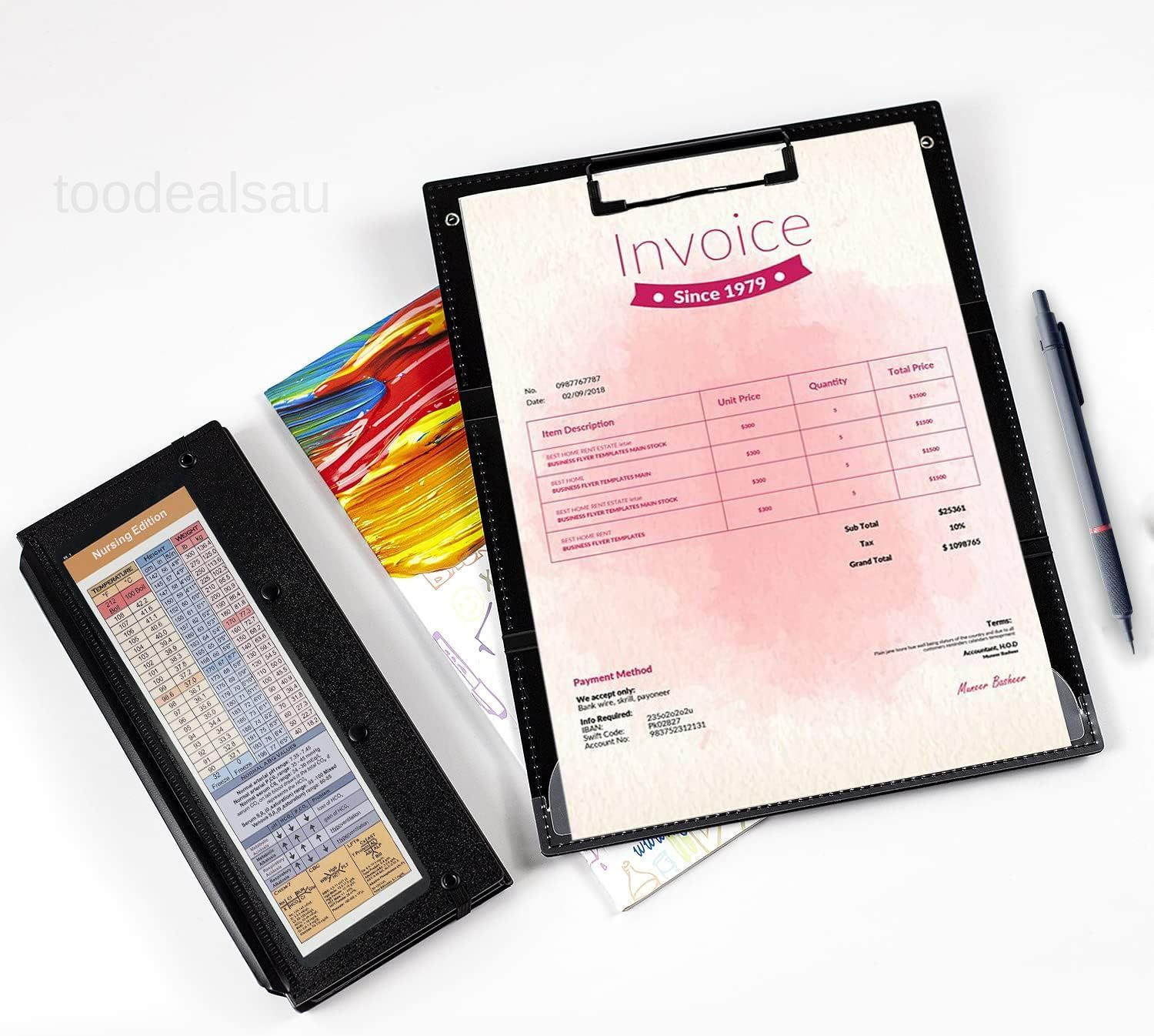 2Packs Nursing Clipboard Foldable, Black Nurse for Medical