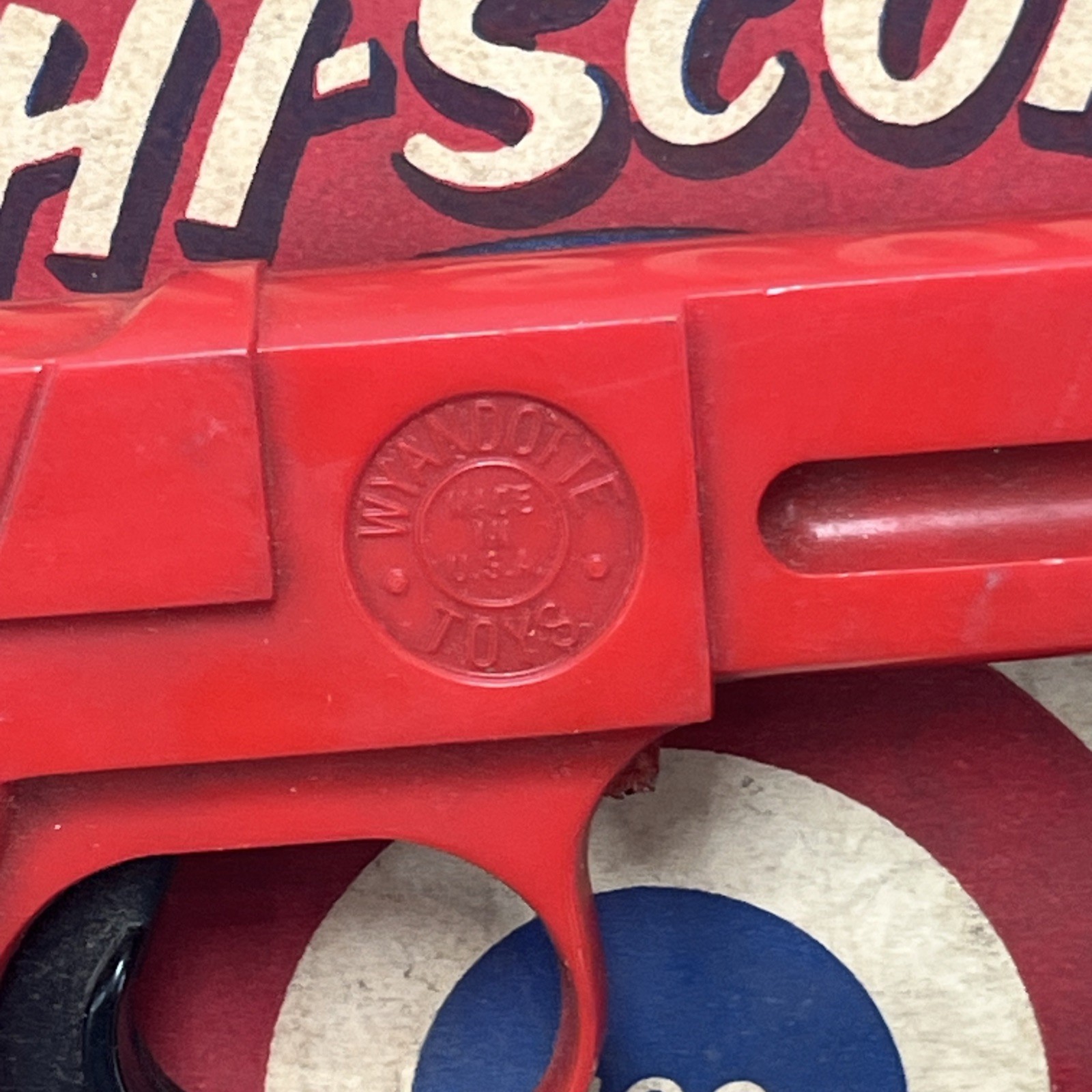 Vtg Wyandotte Toys USA Hard Plastic Red Toy Dart Gun, Darts And Packaging READ