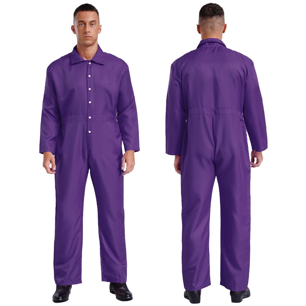 Men Long Sleeve Rompers Button Down Jumpsuit Workshop Overalls Coverall Work
