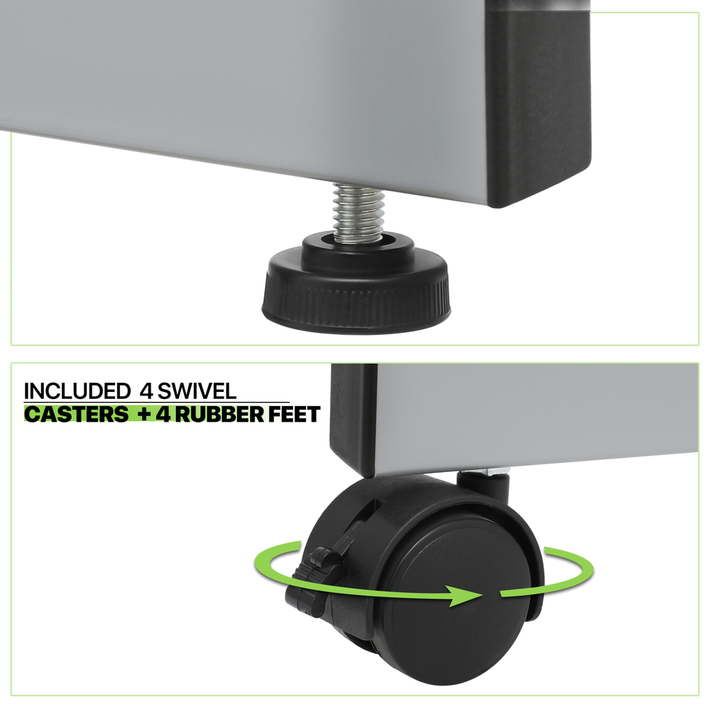 41" Adjustable Rolling Drafting Table Tempered Glass Tabletop Craft Work Station