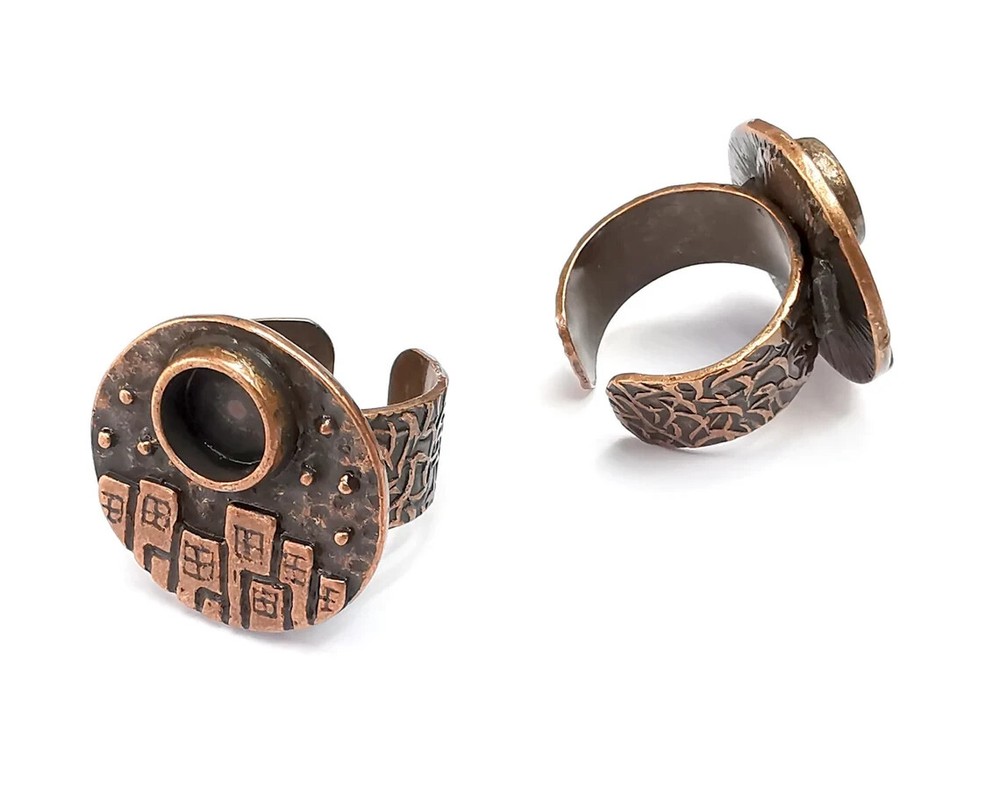 City Ring Blank Setting, Cabochon Mounting, Adjustable Resin Ring Base Bezels