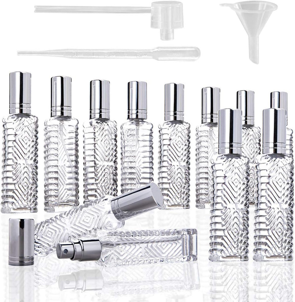 12Pcs Perfume Bottles Empty Clear Glass Atomizer Spray Bottles Empty Refillable