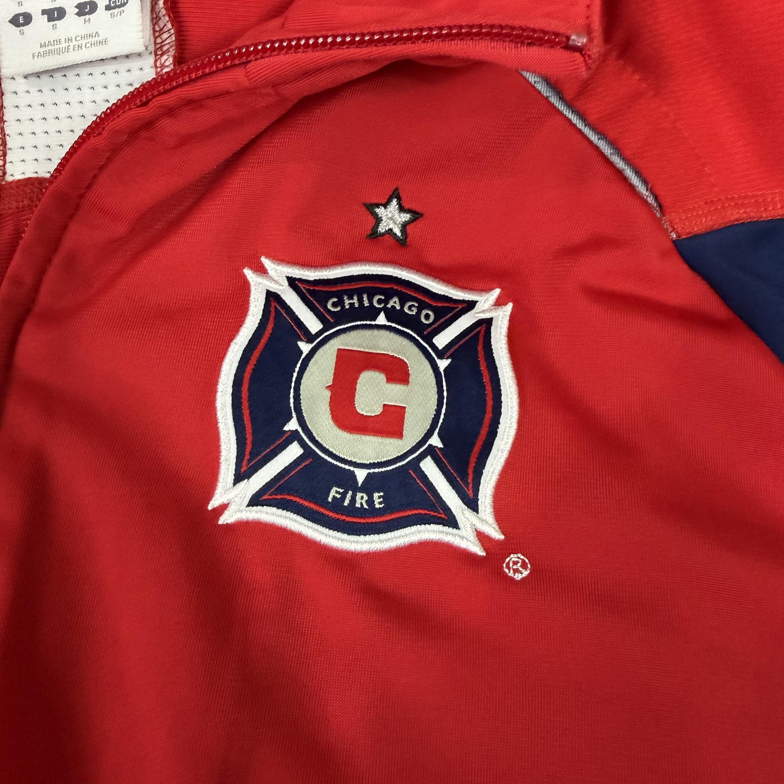 Chicago Fire FC Jacket Mens Small Red MLS Soccer Adidas Climalite Full Zip