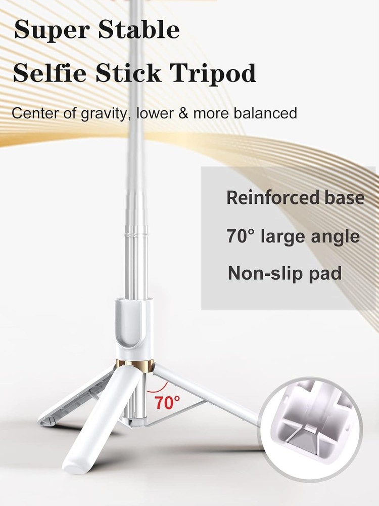 46" Selfie Stick Tripod with LED Light & Wireless Remote for iPhone & Android