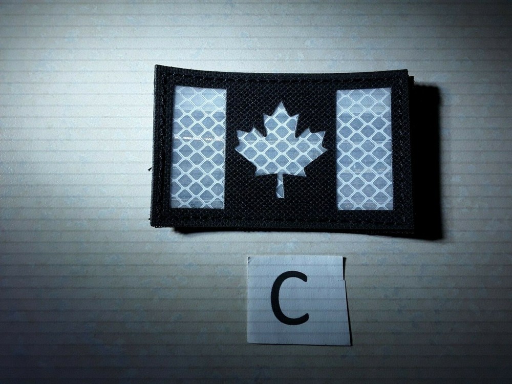 1 pc REFLECTIVE CANADA FLAG Emb patch 3-1/8x2" HOOK back