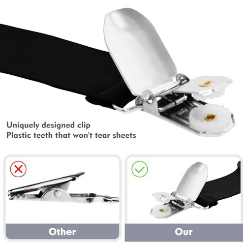 2 Pcs Bed Sheet Straps, Adjustable Fitted Sheet Clips Keeping Sheets Place