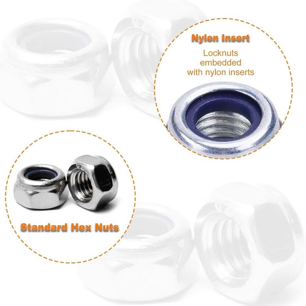 120PCS M3 Locknuts Metric Nylon Inserted Hex Lock Nuts Self-Lock