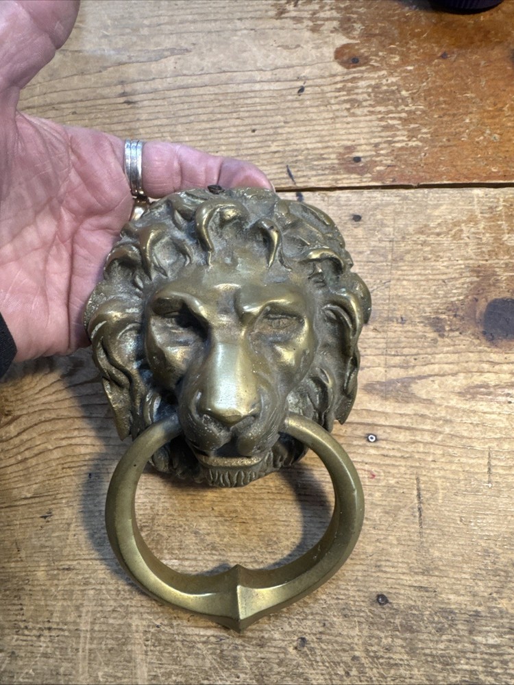 Solid Brass Lion Head Door Knocker