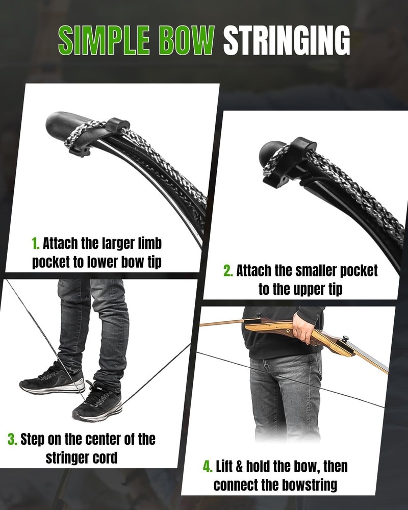 Recurve Bow Stringer Tool, Archery Bow Stringer Tool with Bowstring Finger Guard