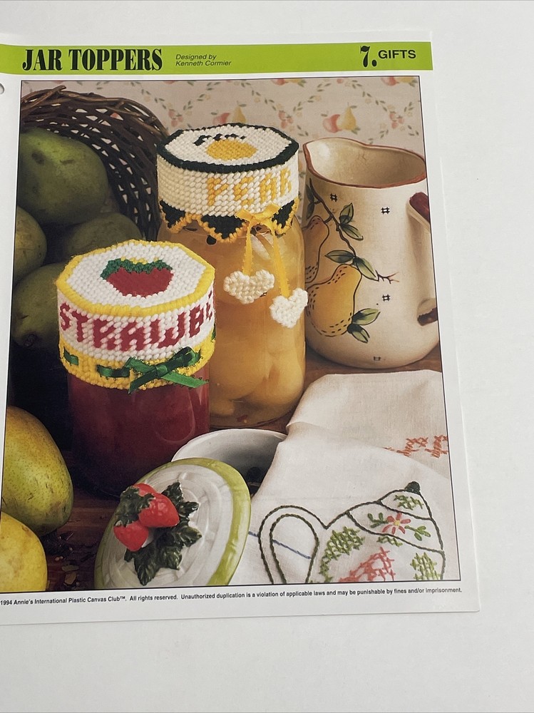 Annie's Attic Jar Toppers Plastic Canvas Pattern