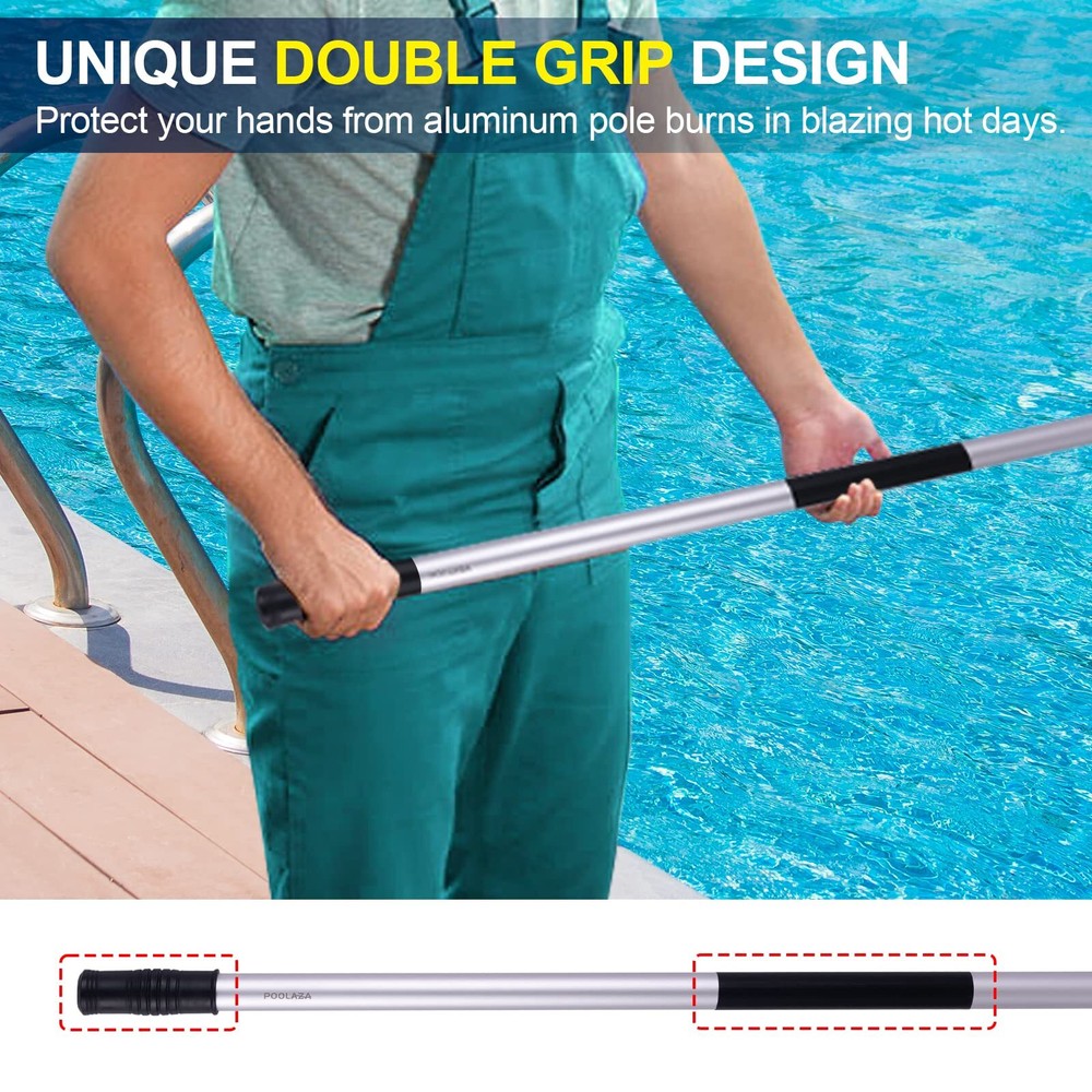 Pool Pole 16ft Heavy Duty Detachable Swimming Pool Pole With Userfriendly Double