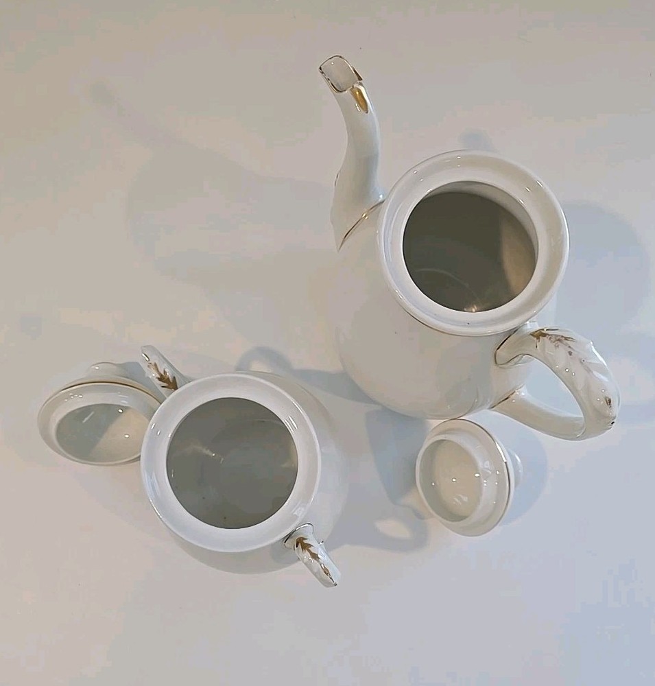 Antique Haviland Limoges Wedding Ring Pattern Tea/Coffee Pot & Sugar