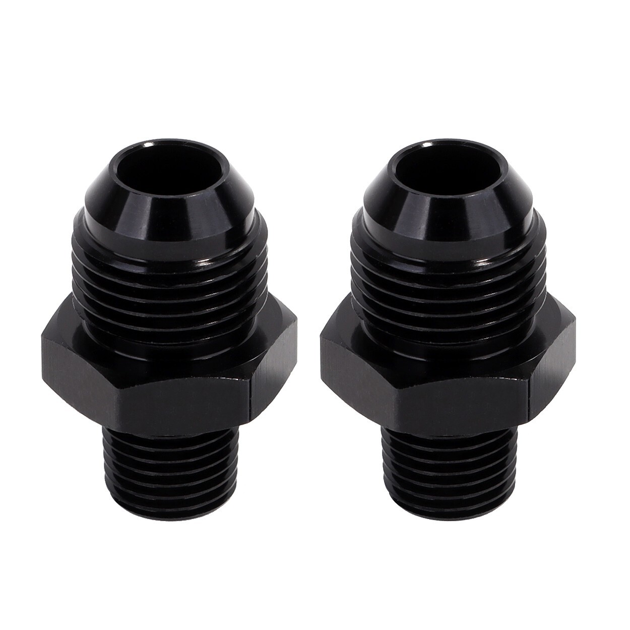 1/8" NPT to 4AN Fitting Male Straight Fittings Adapter Aluminum Black 2Pcs