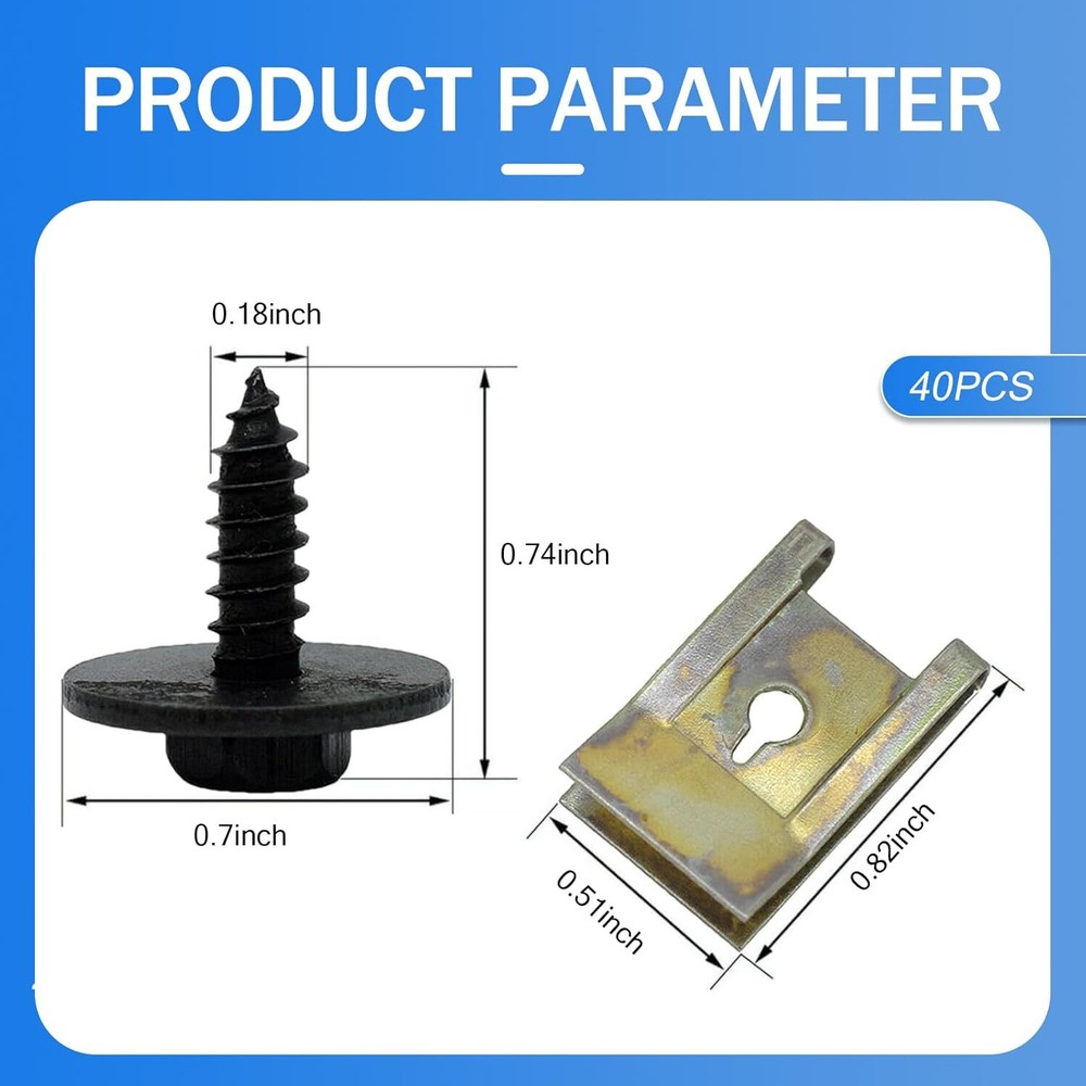 40x For Chevy Engine Under Cover Splash Shield Bumper Body M6 Bolts U-nut Clip