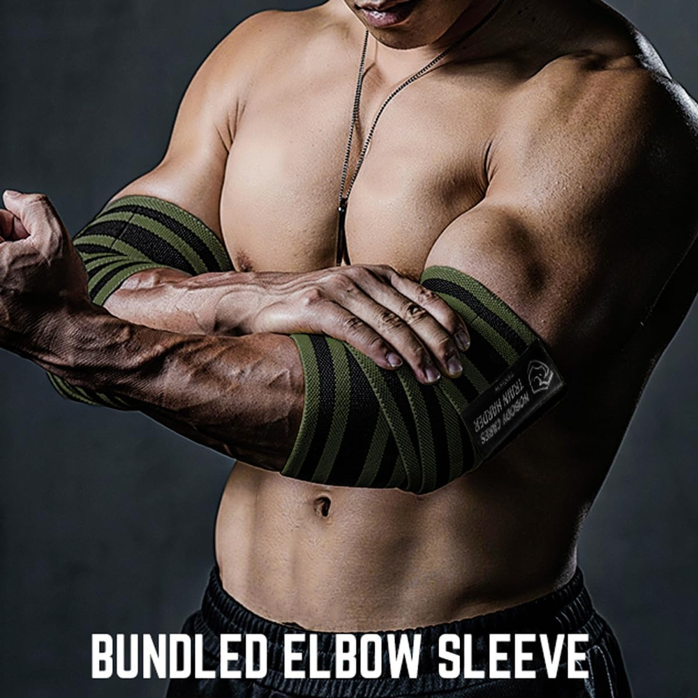 Elbow Wraps for Weightlifting (1 Pair), 47" Elastic Elbow Support & Compression