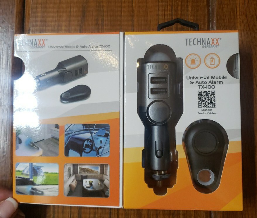 Technaxx TX-100 Car Alarm with Charging Function & PIR Motion Sensor NEW IN BOX